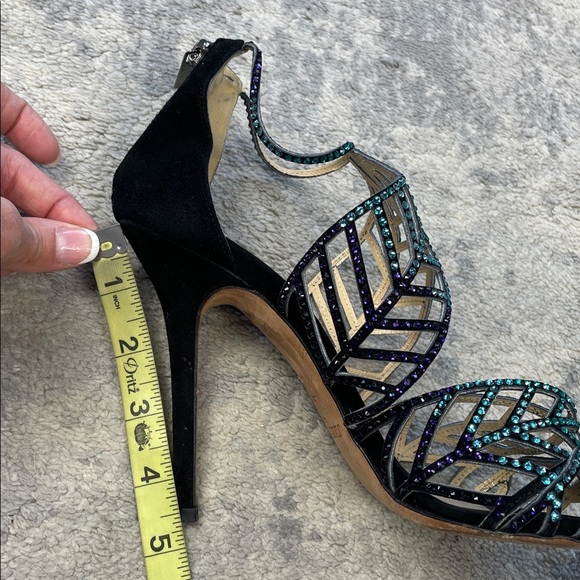 Jimmy Choo Kallai Leaf Sandal Heels Embellished Crystal Designer Sz 40 - Picture 14 of 14